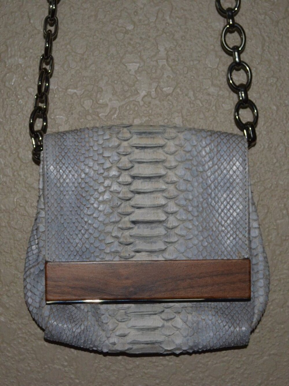 NWOT Devi Kroell Gray Beige Python Crossbody